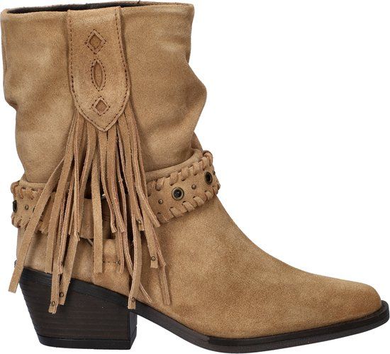 Nelson dames suède cowboylaarzen - Camel - Maat 38