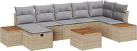 vidaXL Tuinbank - Set - 2 zitplaatsen - Beige/ Lichtgrijs - Polyrattan