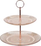 Excellent Houseware Etagere Glas, 18cm/22,5cm, Rosé