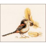 LANARTE Borduurpakket Kruissteek Schilderij VINK Handwerkpakket voor Wanddecoratie 22 x 15 cm