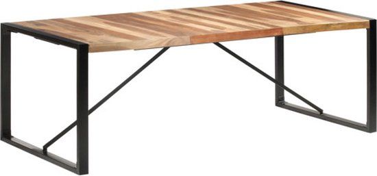 vidaXL Eettafel 220x100x75 cm massief hout bruin industrieel