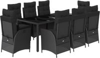 vidaXL 9-delige Tuinset Poly Rattan Zwart