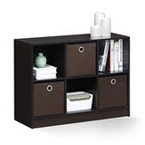 Furinno Basic boekenkast met 6 vakken en 3 laden, donker walnoot, 30,23 x 80,26 x 59,94 cm