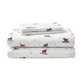 Eddie Bauer - Flannel Sheets Queen Size, Anti-Pilling & Wrinkle Resistant Cotton, Touchably Soft for All-Season Comfort - Bed Sheets with Matching Pillowcases & Fitted Sheet (Ski Patrol White)
