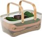 Merkloos Relaxdays metalen opbergmand, draadmand met 2 houten handvaten, rechthoekige badkamermand, gaas, modern, wit