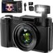 SWAGILOUD Digitale camera 4K 48MP Vlogging Camera voor YouTube 16X Digitale Zoom met Macro Functie & Liftable Flash, Compacte Camera voor Fotografie 3'' 180° Flip Scherm, 32 GB TF-kaart, 2 Batterijen