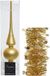 Decoris Kaemingk B.V. Kerstversiering glazen piek mat 26 cm en sterren folieslingers pakket goud van 3x stuks