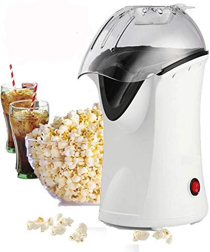 Voluker Popcornmachine, 1200 W, hetelucht, popcornmaker voor thuis, vetvrij, met maatbeker en afneembaar deksel, BPA-vrij