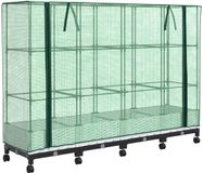 vidaXL Tuinplantenbak met Kasbedekking en Wielen 4 st Wit PP