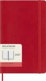 Moleskine Dagplanner 2027, zachte kaft 12 maanden dagboek met elastische sluiting, groot 13x21 cm, scharlakenrood