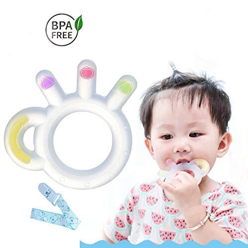 Ponangaga Baby siliconen tandjes speelgoed biologisch, zachte kinderen bijten bijtring BPA vrij - duurzaam en sterk siliconen kauwspeelgoed voor 3-12 maanden baby's peuters zuigelingen kauwen hanger met verpakking en riem