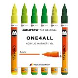 Molotow ONE4ALL Acrylstiften Set van 6 Groene tinten - Acryl markers - 2mm breed - hervulbaar - alle ondergronden