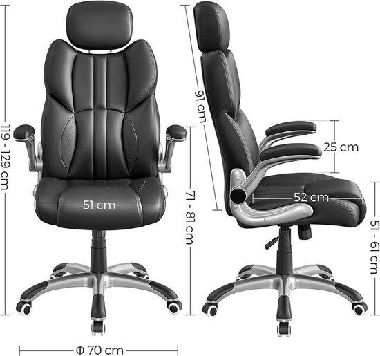 Nancy's Luxe Bureaustoel - Zwart - Bureaustoel - Leer - Max. 150 kg