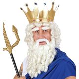 Générique W WIDMANN MILANO Party Fashion Z0787 Pruik Zeus met baard, snor en wenkbrauwen, wit, krullende pruik, Poseidon, themafeest, carnaval