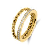 Lucardi Dames Stainless steel ring met zirkonia voor dames - Ring - Staal - Goudkleurig - 17 / 53 mm