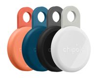 Chipolo LOOP – Bluetooth Tracker & KeyFinder – Oplaadbaar & Waterdicht - Compatibel met Apple Find My & Google Find Hub – 125 dB – Coral, Navy, Charcoal & Chalk - 4 Pack
