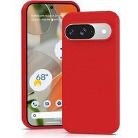 Google Pixel 9 et 9 Pro 5G Coque Housse Étui Silicone Gel Fine + Film Écran - Rouge