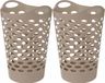 5Five Panier à linge/panier de rangement flexible - 2x - rond - beige - 60 litres - D41 x H66 cm