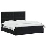 vidaXL Ottoman bed met matras Zwart 140 x 200 cm Fluweel