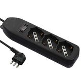 Electraline 61999 Meervoudige stekkerdoos met 3 multifunctionele stekkers, kabel 1,5 m, kleine stekker 10 A, 3 plaatsen, zwart