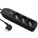 Electraline 61999 Meervoudige stekkerdoos met 3 multifunctionele stekkers, kabel 1,5 m, kleine stekker 10 A, 3 plaatsen, zwart