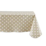DII Tafelkleed, Peva met 100% polyester flanellen achterkant, beige en wit polkadot, 259 x 152,4 cm (rechthoekig)
