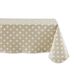 DII Tafelkleed, Peva met 100% polyester flanellen achterkant, beige en wit polkadot, 259 x 152,4 cm (rechthoekig)