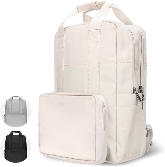 ONYX Rugzak 20L met Laptopvak - Afneembare Organizer etui - Dames en Heren - Laptoptas - Schooltas - Rugtas - Beige