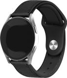Strap-it Leren hybrid bandje - Zwart - Geschikt voor Fossil Gen 6 44mm / Gen 5e 44mm / Gen 5
