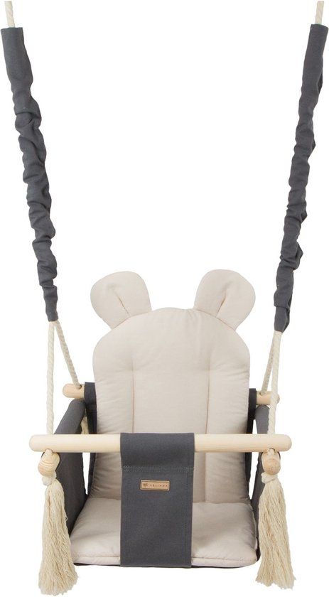 Baby schommel - hout - grijs beige - tot 20 kg