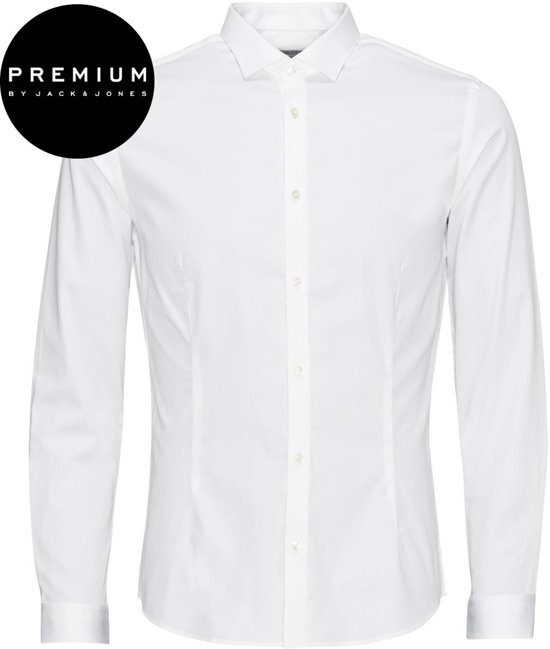 Jack & Jones Jack and Jones Premium Heren Overhemd Parma Wit Satijn Super Slim Fit - XXL