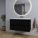 Saniclass Chaci Badkamermeubelset - 100x46x55cm - keramische wastafel wit - 1 wasbak - zonder kraangaten - 2 lades - ronde spiegel met verlichting - mat zwart