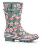 Rouchette Daisies Dames Laarzen Groen Rubber Katoen Maat 40
