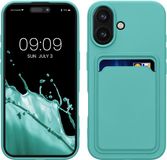kwmobile telefoonhoesje geschikt voor Apple iPhone 16 - Hoesje met pasjeshouder - TPU case in mintgroen