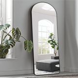 Miroir, sur pied, incurvé, noir, 65 x 22 pouces