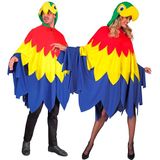 W WIDMANN MILANO Party Fashion - Papegaaienponcho met capuchon voor volwassenen, uniseks, vogels, carnaval, themafeesten
