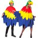 W WIDMANN MILANO Party Fashion - Papegaaienponcho met capuchon voor volwassenen, uniseks, vogels, carnaval, themafeesten