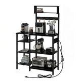Relaxdays Keukenrek met stopcontact & USB, HBT: 151x82x40 cm, magnetronrek, houtlook, metaal, zwart