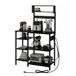 Relaxdays Keukenrek met stopcontact & USB, HBT: 151x82x40 cm, magnetronrek, houtlook, metaal, zwart