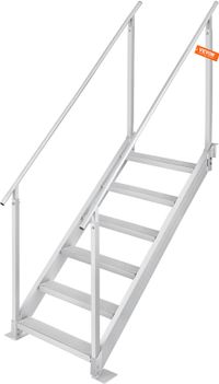 VEVOR 6-Staps Zwemtrap Met Twee Leuningen Bootladder 800x1850x2092mm Aluminium Zwembadladder Trapladder 250kg Draagvermogen 10cm Pedalen Ideaal voor Havens Bootzwembaden