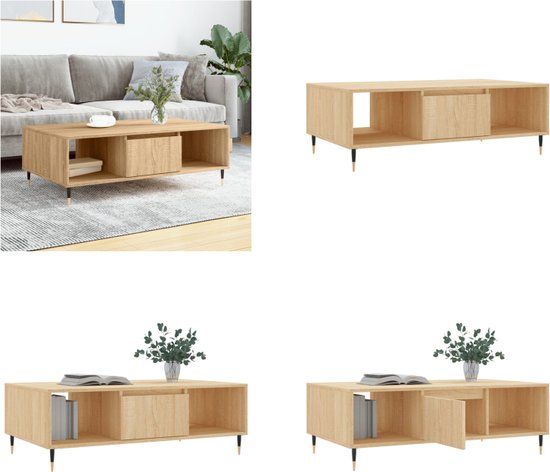 vidaXL Salontafel 104x60x35 cm Bewerkt Hout Sonoma Eikenkleurig