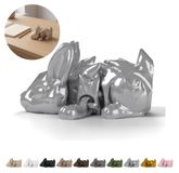 Lapin flexi aux cristaux 8,5 cm, mini figurine articulée, fidget imprimé en 3D – Argent soyeux