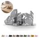 Lapin flexi aux cristaux 8,5 cm, mini figurine articulée, fidget imprimé en 3D – Argent soyeux