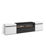 Skraut Home TV-kast, tv-meubel, opslag, 200 x 45 x 35 cm, voor tv's tot 203 cm, elektrische open haard, moderne stijl, zwart en wit