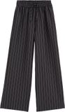 WE Fashion Meisjes straight fit broek met krijtstreep - Dark grey - Maat 110