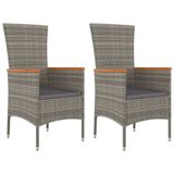 VidaXL Tuinstoelen 2 stuks met kussens poly rattan grijs