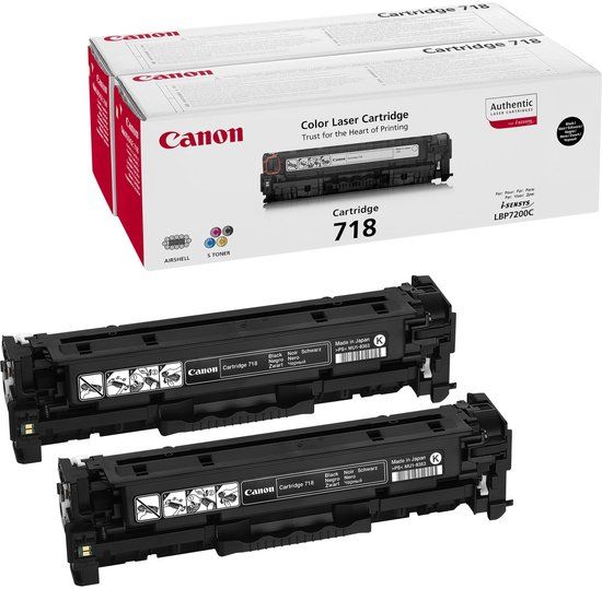 Canon CRG-718 Bk VP Tonercartridge - Zwart (2 stuks)