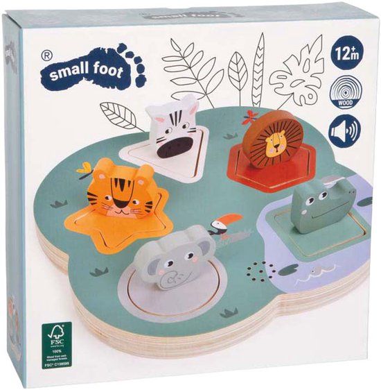 Small Foot Houten 3D Dierengeluiden Puzzel Safari