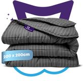 Slaapspeciaal Eazydekbed Series Antraciet Gestreept - Zomerdekbed zonder Overtrek - Wasbaar Dekbed - Hoesloos Dekbed - 2 in 1 Dekbed - Dekbed met Vaste Overtrek - Gestreept Dekbed - 200x200 cm