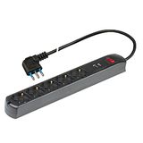 Poly Pool PP2536.2 5-weg stopcontact: 5 meervoudige stekker 10/16A + 2USB (A+C) stekker 10A zwart